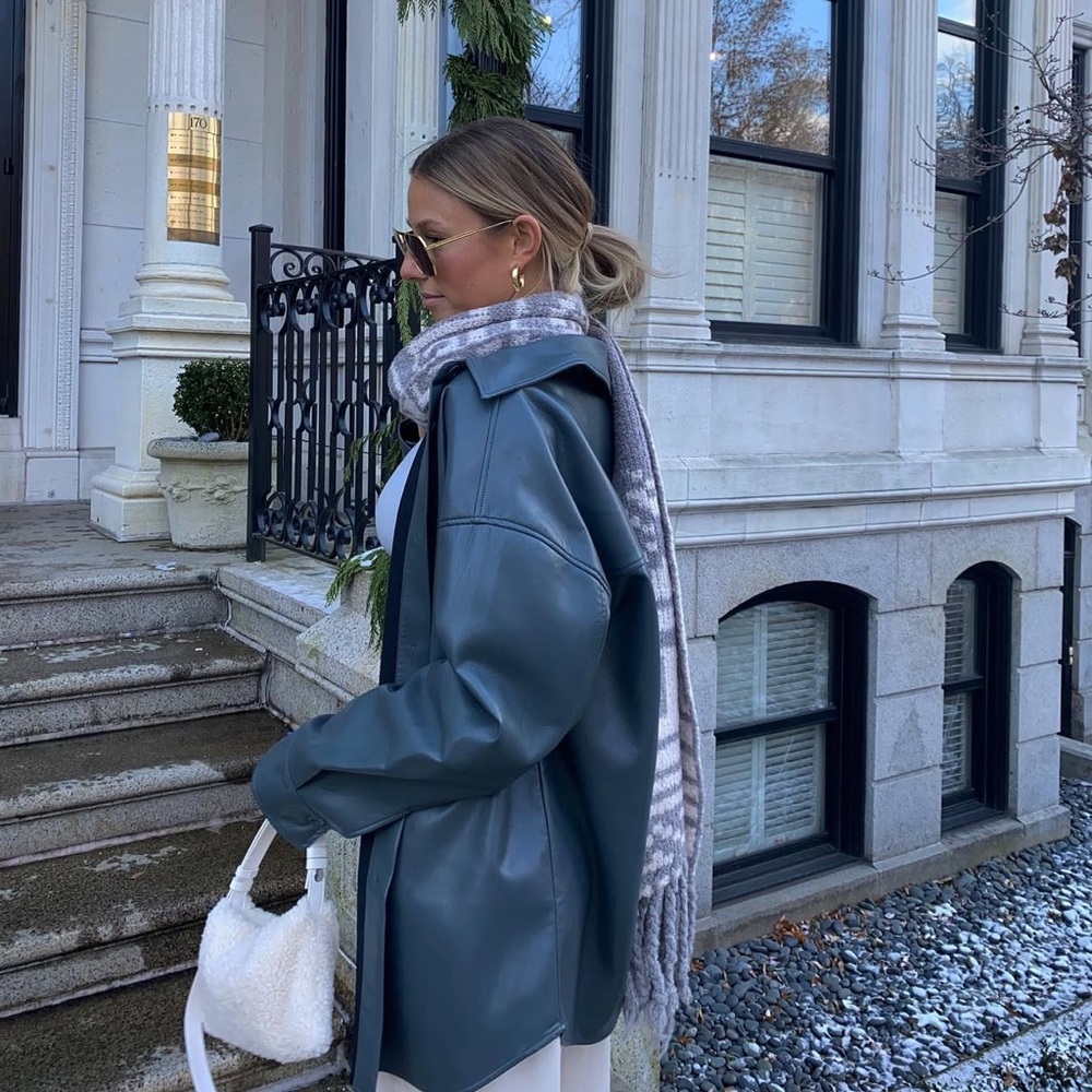 Babaton Teal Leather Jacket